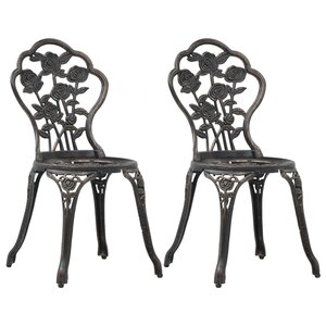 vidaXL Chaises de bistro lot de 2 Bronze Aluminium coulé