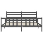 vidaXL Cadre de lit avec tête de lit gris 200x200 cm bois massif