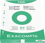 Étui de 100 fiches bristol quadrillé 5x5 perforé 210x297mm Blanc EXACOMPTA