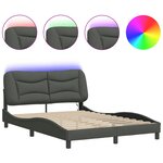 vidaXL Cadre de lit avec lumières LED gris foncé 120x200 cm tissu
