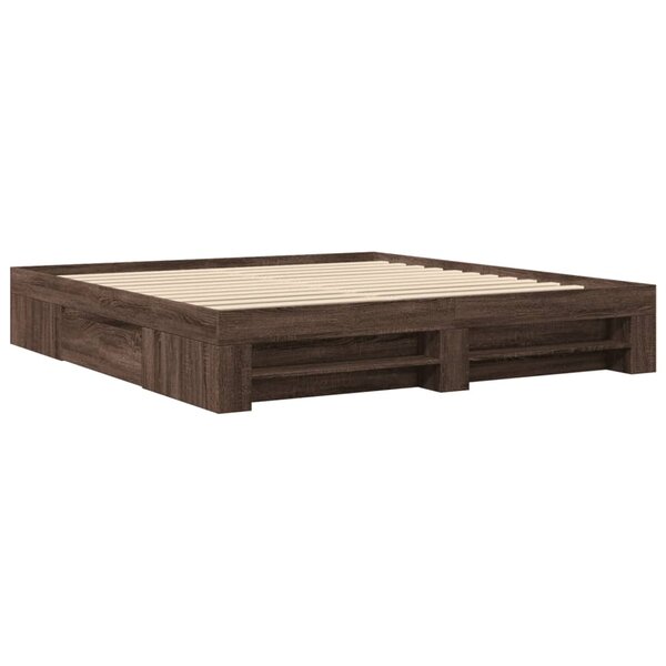 vidaXL Cadre de lit chêne marron 180x200 cm bois d'ingénierie