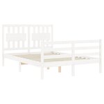 vidaXL Cadre de lit avec tête de lit blanc 140x190 cm bois massif