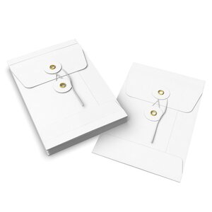 Lot de 10 enveloppes à soufflets à rondelle et ficelle blanche 162x114