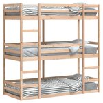 vidaXL Lit superposé triple 90x200 cm bois de pin massif