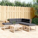 vidaXL Salon de jardin 5 Pièces avec coussins bois de pin massif