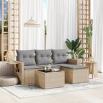 vidaXL Salon de jardin avec coussins 4 Pièces beige résine tressée