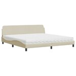 vidaXL Lit avec matelas crème 200x200 cm tissu
