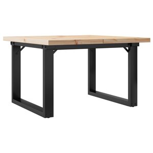 vidaXL Table basse cadre en O 70x70x40 5cm bois de pin massif et fonte