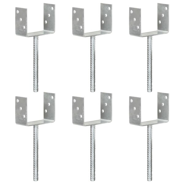vidaXL Piquets de clôture 6 Pièces Argenté 12x6x30 cm Acier galvanisé