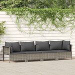 vidaXL Salon de jardin 4 Pièces avec coussins Gris Résine tressée