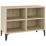 vidaXL Meuble TV avec pieds en métal Chêne sonoma 69 5x30x50 cm