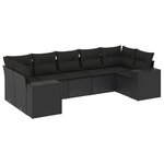 vidaXL Salon de jardin 7 Pièces avec coussins noir résine tressée