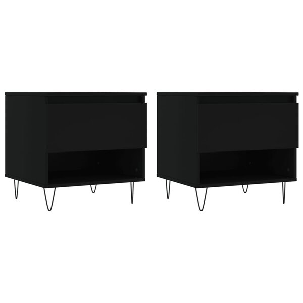 vidaXL Tables basses 2 Pièces noir 50x46x50 cm bois d'ingénierie