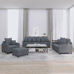 vidaXL Ensemble de canapés 4 Pièces avec coussins Gris foncé Velours