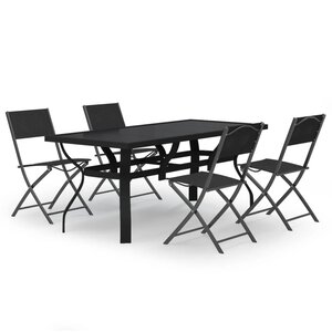 vidaXL Ensemble à manger de jardin 5 Pièces Gris et noir