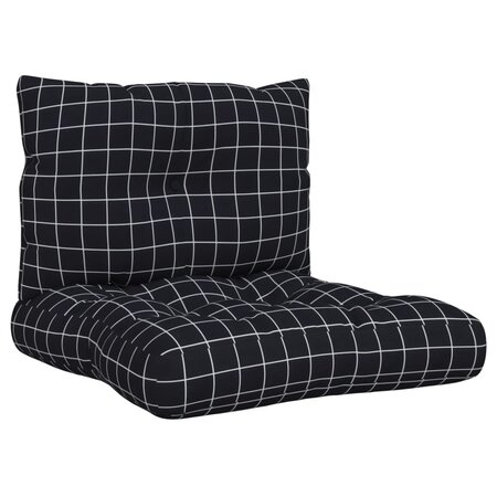 vidaXL Coussins de palette lot de 2 motif à carreaux noir tissu Oxford