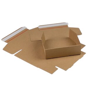 Boîte pliante d'envoi postal kraft en micro-cannelé avec bande d'arrachage 18.3 x 11.6 x 6.4 cm