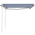 vidaXL Auvent rétractable automatique et poteaux 4 5x3 m Bleu et blanc