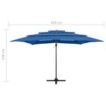 vidaXL Parasol de jardin à 4 niveaux avec mât en aluminium bleu azuré