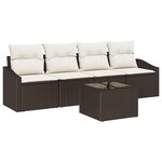 vidaXL Ensemble de Salle à Manger de Jardin 5 pièces avec Coussins Marron Poly Rattan