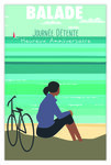 Carte Heureux Anniversaire - Enveloppe - pour Jeune Fille ou Femme - Mini Posters Format 17x11 5cm - Vélo Balade Promenade à Bicyclette Plage Rétro Vintage - Fabriquée en France