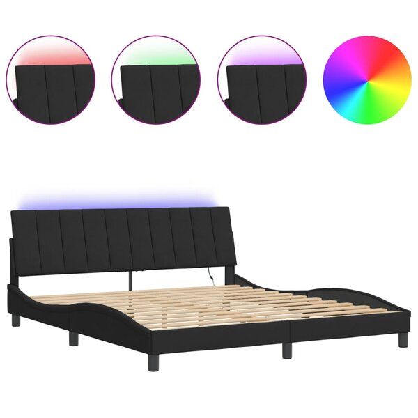 vidaXL Cadre de lit avec lumières LED noir 180x200 cm velours