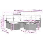vidaXL Set de canapé de jardin 7 pièces avec coussins en rotin synthétique gris clair