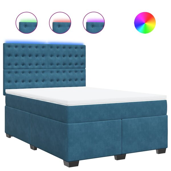 vidaXL Sommier à lattes de lit et matelas bleu 160x200 cm velours