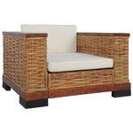vidaXL Ensemble de canapés 3 Pièces avec coussins Marron Rotin naturel