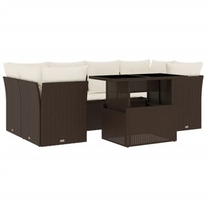 vidaXL Salon de jardin avec coussins 7 Pièces marron résine tressée