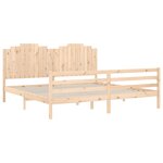 vidaXL Cadre de lit avec tête de lit 200x200 cm bois massif