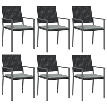 vidaXL Chaises de jardin et coussins lot de 6 noir 54x62 5x89 cm rotin