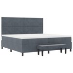 vidaXL Lit à Sommier avec Matelas & Banc Gris Foncé 200x200 cm Velours