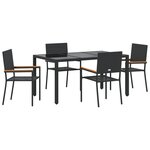 Ensemble de Salle à Manger de Jardin vidaXL 5 Pièces Noir Poly Rattan