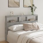 vidaXL Armoire tête de lit avec LED gris béton 160x17x102 cm