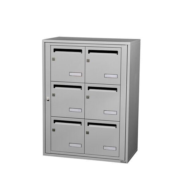 Bloc collectif Leabox 2x3 grade 3 simple face intérieur fixation murale gris clair ral 7035 finition brillante