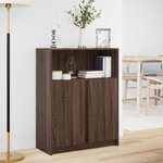 vidaXL Buffet avec LED chêne marron 77x34x100 cm bois d'ingénierie