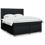vidaXL Sommier à lattes de lit avec matelas Noir 180x200 cm Tissu