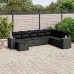 vidaXL Salon de jardin 8 Pièces avec coussins noir résine tressée