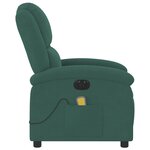 vidaXL Fauteuil inclinable de massage électrique vert foncé velours