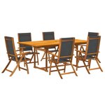 vidaXL Ensemble à manger de jardin 7Pièces bois d'acacia solide textilène