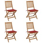 vidaXL Chaises pliables de jardin lot de 4 avec coussins Bois d'acacia