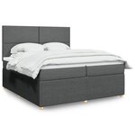 vidaXL Sommier à lattes de lit avec matelas Gris foncé 200x200cm Tissu