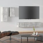 vidaXL Ensemble de meubles TV 4 Pièces Gris béton Bois d'ingénierie
