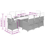 vidaXL Ensemble à manger de jardin et coussins 9 Pièces beige Poly rotin