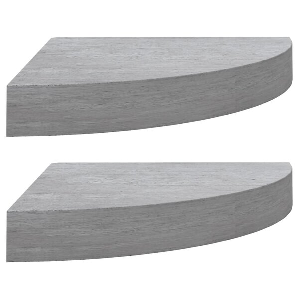 vidaXL Étagères d'angle murales 2 Pièces Gris béton 35x35x3 8 cm MDF