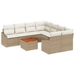 vidaXL Ensemble Canapé de Jardin 9 Pièces avec Coussins Beige Poly Rattan Acacia