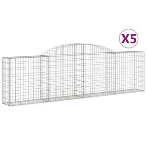 vidaXL Paniers à gabions arqués 5 Pièces 300x30x80/100 cm fer galvanisé