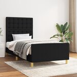 vidaXL Cadre de lit avec tête de lit Noir 90x190 cm Tissu