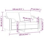 vidaXL Canapé 2 places avec oreillers jaune clair 120 cm tissu